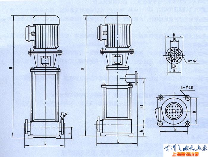 GDL型立式多级管道离心泵（安装尺寸）